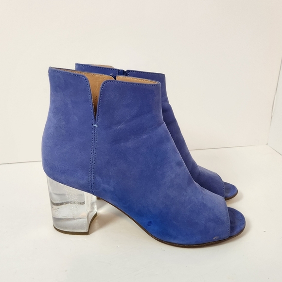 Maison Martin Margiela Blue Suede Leather Clear Heel Booties Boots Shoes 37 7 - Picture 8 of 15